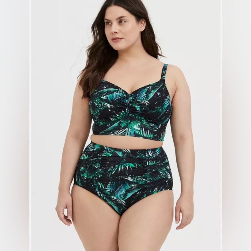 Torrid Green and Black Tropical Bikini